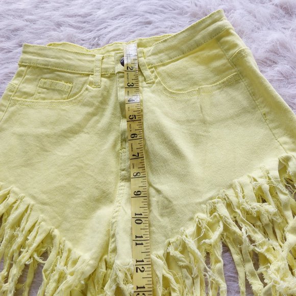 Falmer Heritage Yellow Distressed Tassel Shorts Size S - Picture 7 of 7